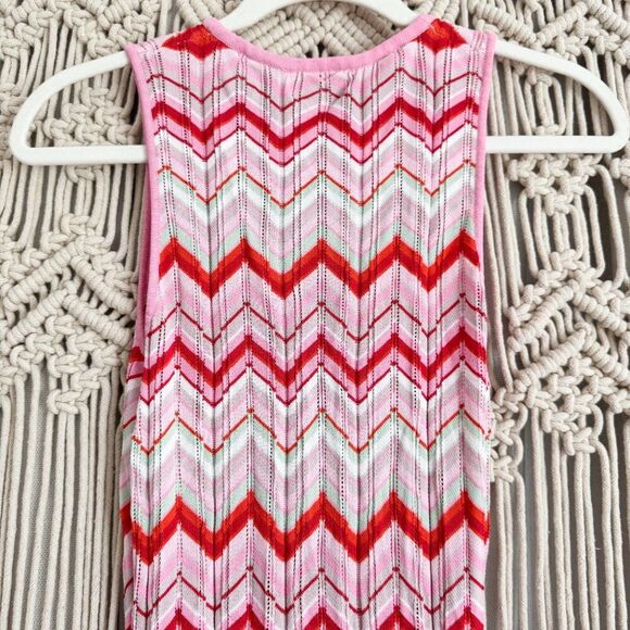 Torn by Ronny Kobo Pink Knit Chevron Sleeveless Pullover Maxi Dress – Size Large - Picture 6 of 7